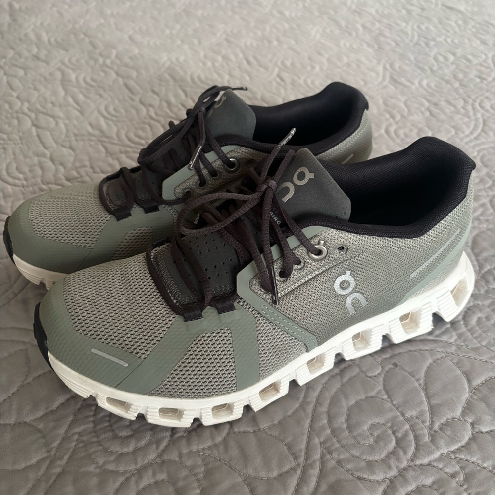 On Running Olive and Black Sneakers
